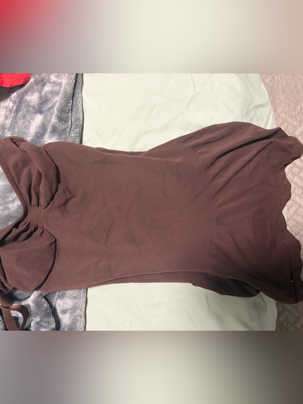 SKIMS Cropped Crewneck Top in Dusty Mauve-Brown